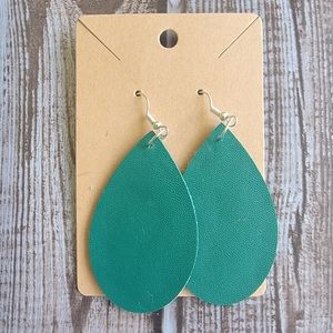Green Faux Leather Earrings
